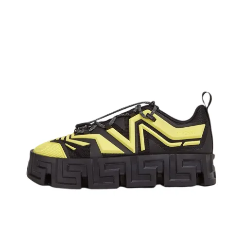 VERSACE Greca Labyrinth Low-Top Platform Shoes Men's Black Yellow