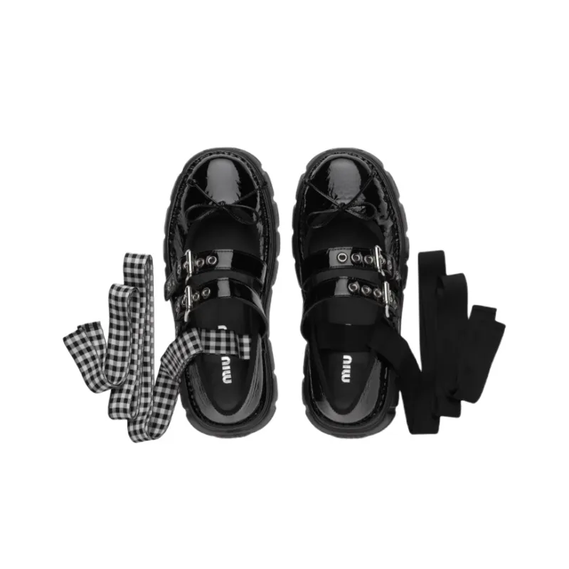 MIU MIU NAPLAK Platform Platform Shoes Women's Black-4