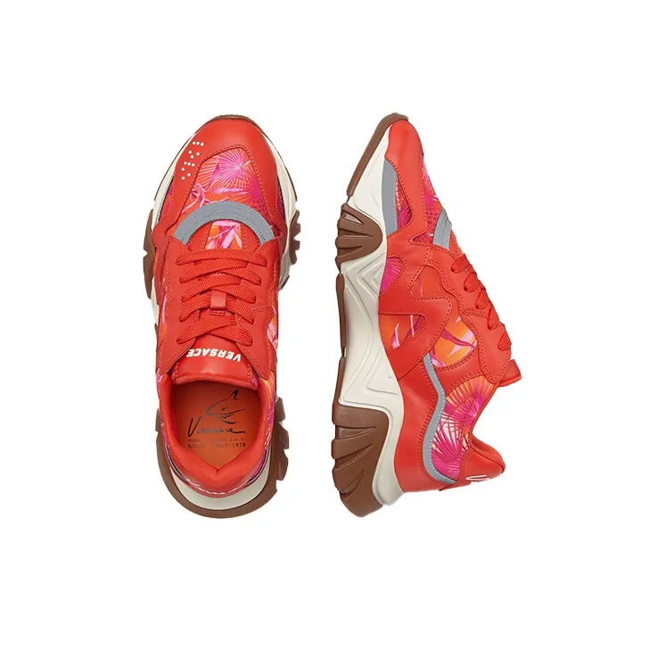 VERSACE Squalo Low Top Platform Shoes Women's Red-2