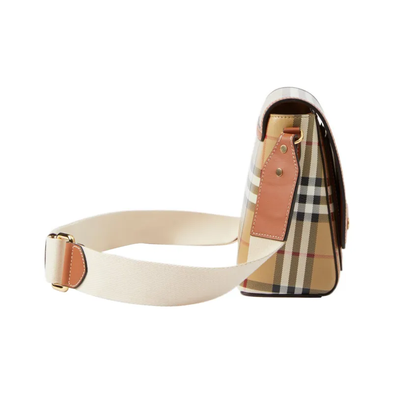 Burberry Check And Leather Note Bag Briar Brown-3