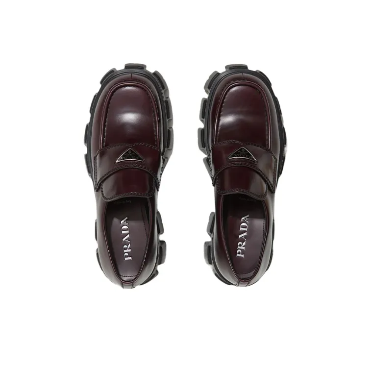 PRADA Monolith Casual Shoes Men's Red Brown-3