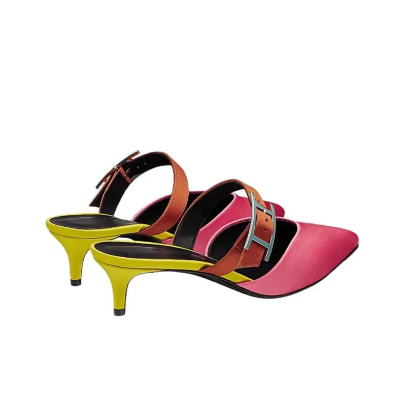 HERMES Blink Wrap-toe Slippers Women's Red-2