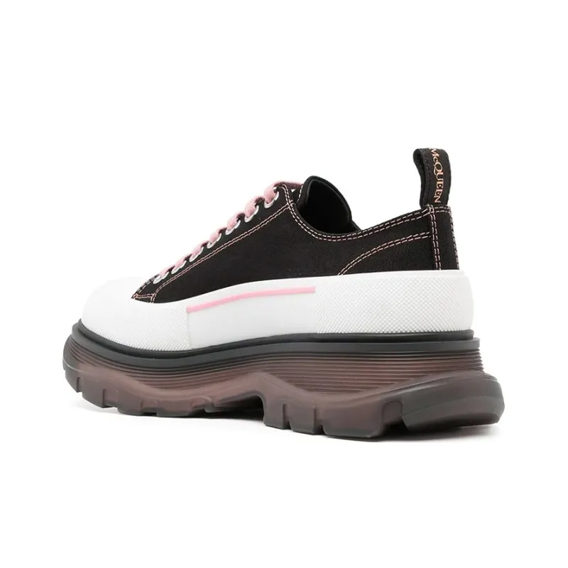Alexander McQueen Tread Slick Low Lace Up Black Blossom Pink-3