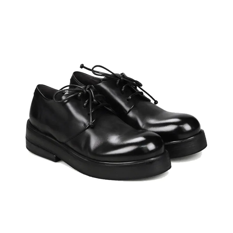 Marsèll Zuccolona Horse Leather Triple-Layer Sole With Upturned Leather Shoes Men's Casual Shoes Men's Black-2