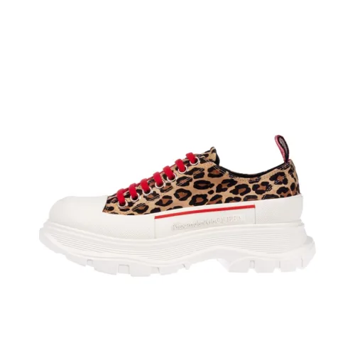 Alexander McQueen Tread Slick Low Top Platform Shoes Women's White Yellow Red
