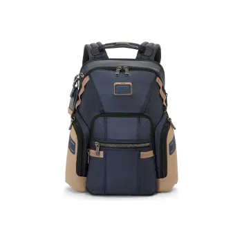 TUMI Alpha Bravo Nylon Backpack Unisex Blue & Brown