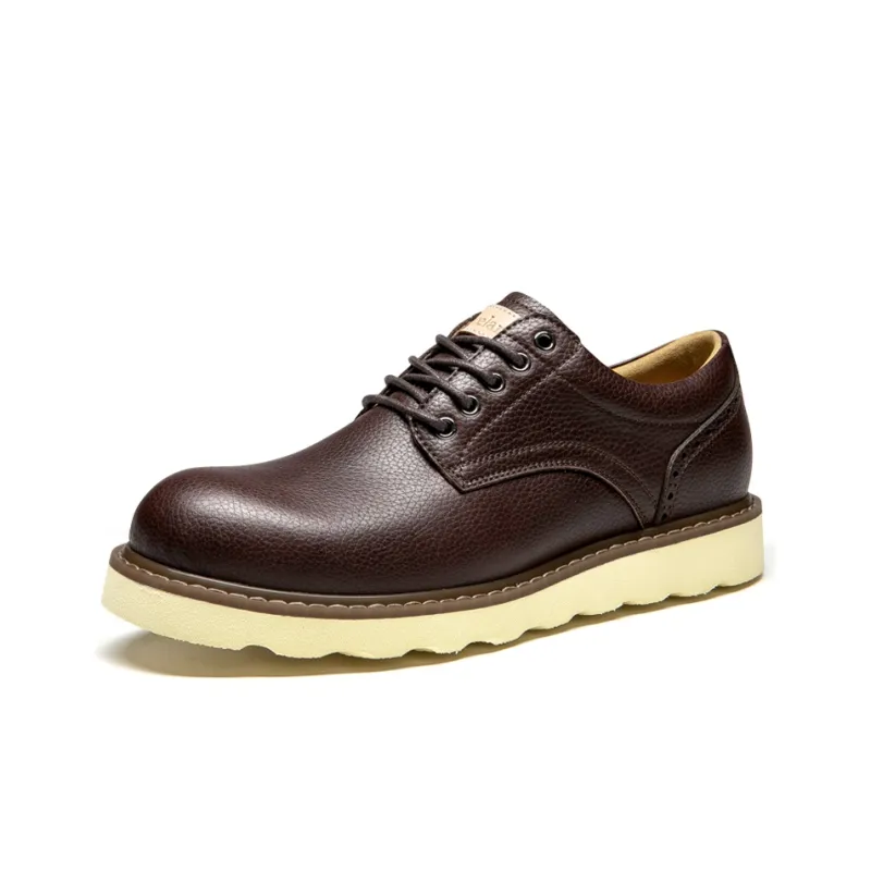 LEAVELAND Men's Casual Shoes Men Low Top Black/Brown-7