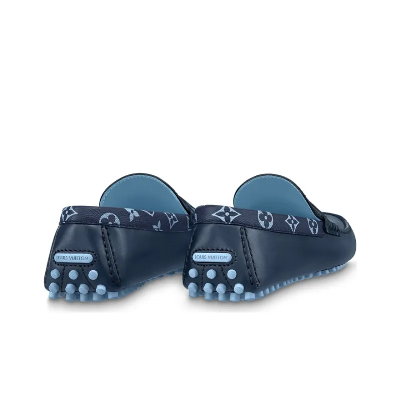 LOUIS VUITTON Hockenheim Moccasin Shoes 'Blue With Monogram Collar'-3
