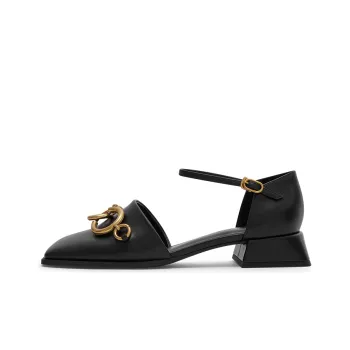 CHARLES&KEITH Chunky Heel Unlined Shoes Women's Black
