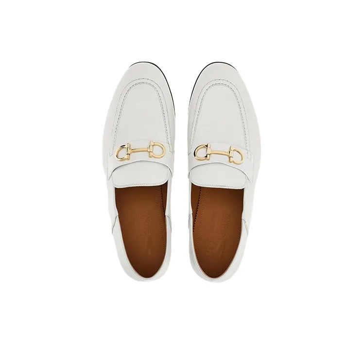 FERRAGAMO GANCINI Loafers Men's White-2