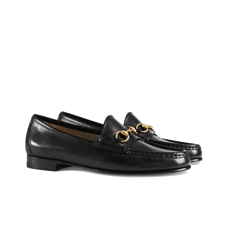 GUCCI 1953 Horsebit Loafers Black Leather Women's-2