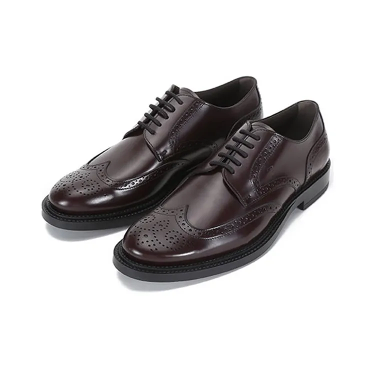 TOD'S Leather Derby Shoes Men's Brown Red-2
