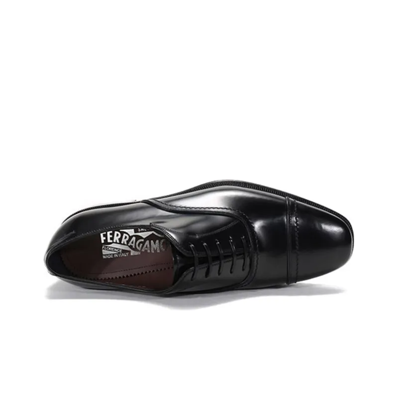 FERRAGAMO Seul Collection Cap Toe Oxford Leather Shoes Men's Black-4