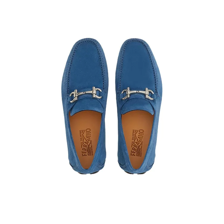 FERRAGAMO Gancini-plaque Suede Loafers-2