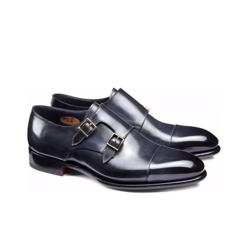 Santoni Buckle Detailed Slip On Monk Shoes-2