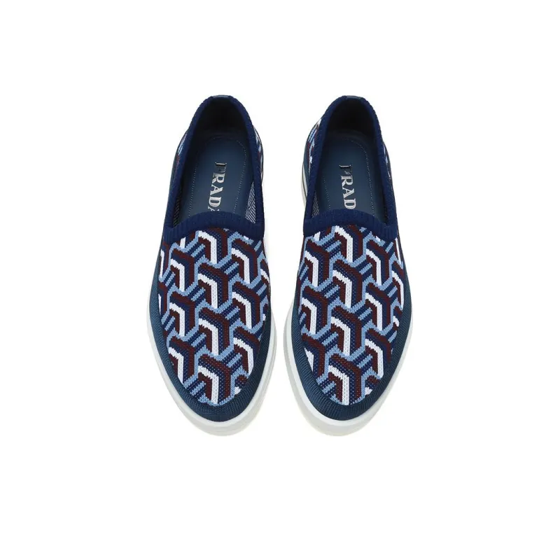 PRADA St Tropez Jacquard Knitted Loafers 'Blue'-3