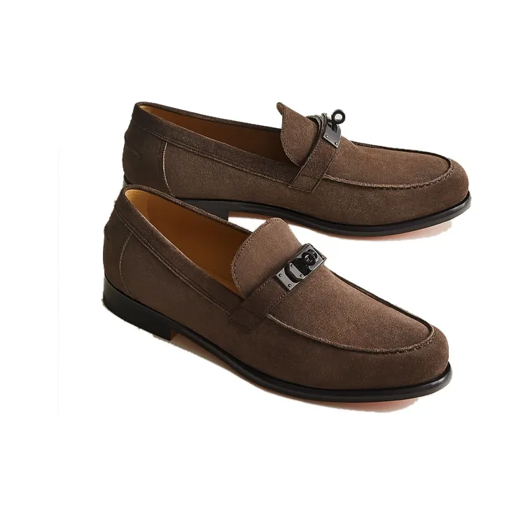 HERMES Destin Mokasin Shoes Men's Ebony Brown-3