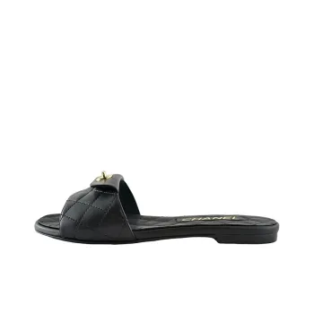 CHANEL Quilted Mule Sandal Black Leather Women's