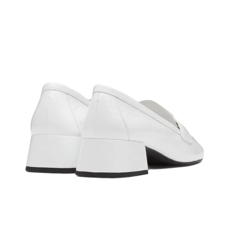 PRADA Block Heel Mary Jane Shoes Women's White-4