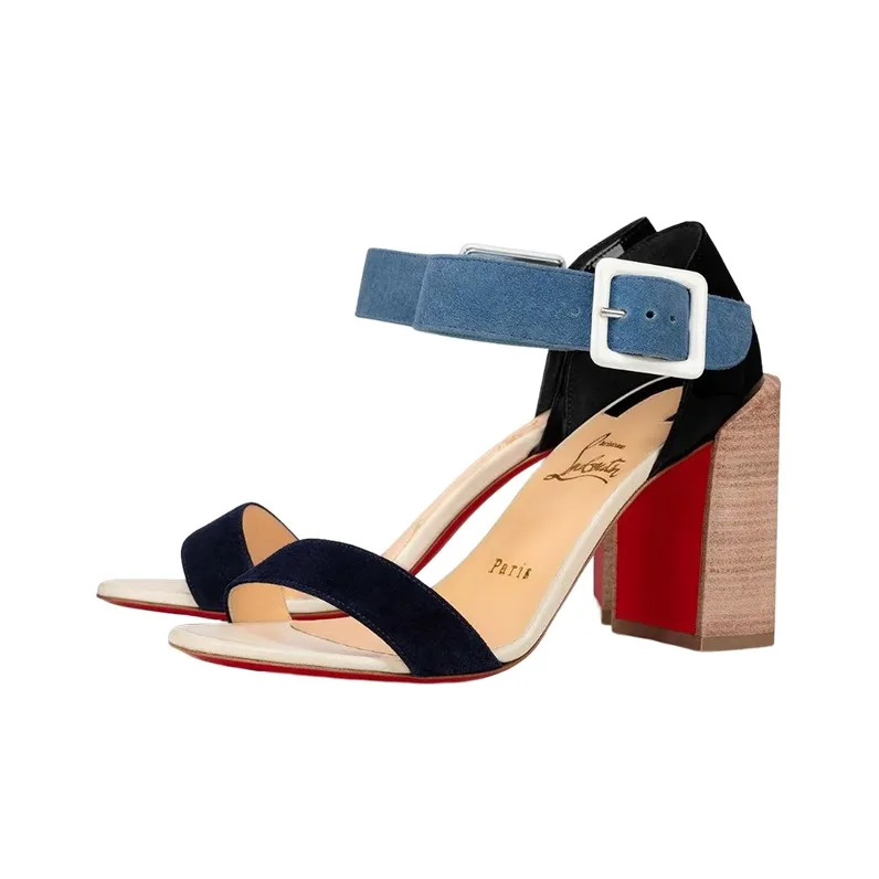CL One Strap Sandals Women's Blue Black-2