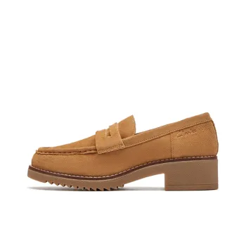 Clarks Block Heel Mary Jane Shoes Women's Tan
