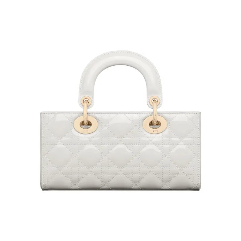 DIOR Lady D-JOY Patent Leather Cowhide Daisie Bag Shoulder Bag Crossbody Bag Handbag Small Size Women's Milk White-2