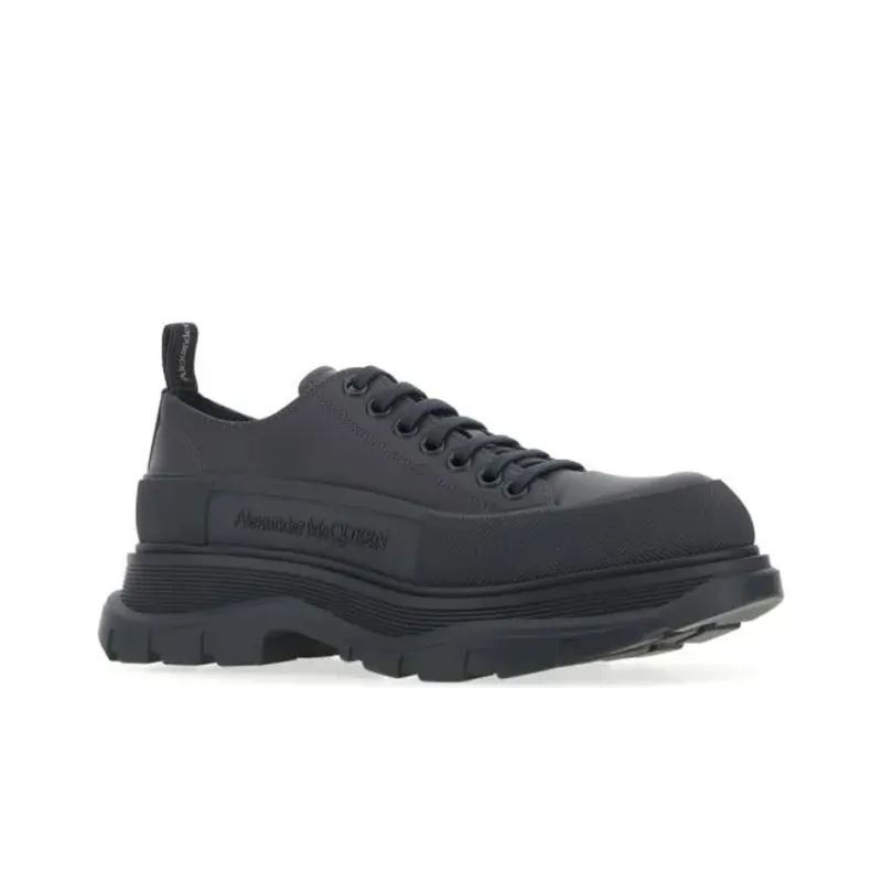 Alexander McQueen Tread Slick Low Lace Up Leather Grey-1