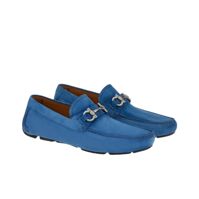 FERRAGAMO Gancini-plaque Suede Loafers-1