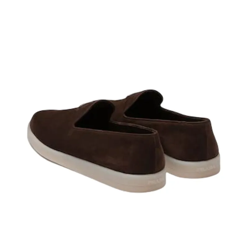 PRADA Triangle-patch Suede Loafers-4