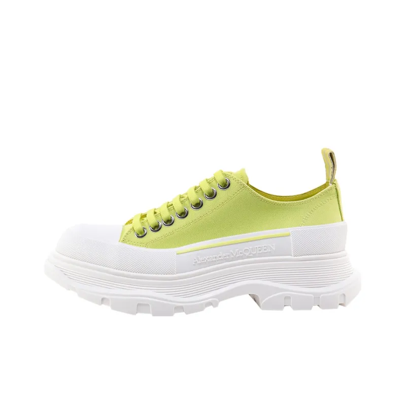 Alexander McQueen Tread Slick Low Lace Up Canvas Lime Green White Women's-0