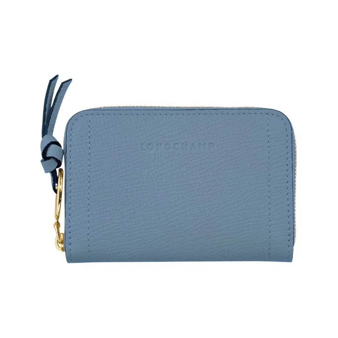 LONGCHAMP Mailbo Grain Cow Leather Wallet Women's Blue-0