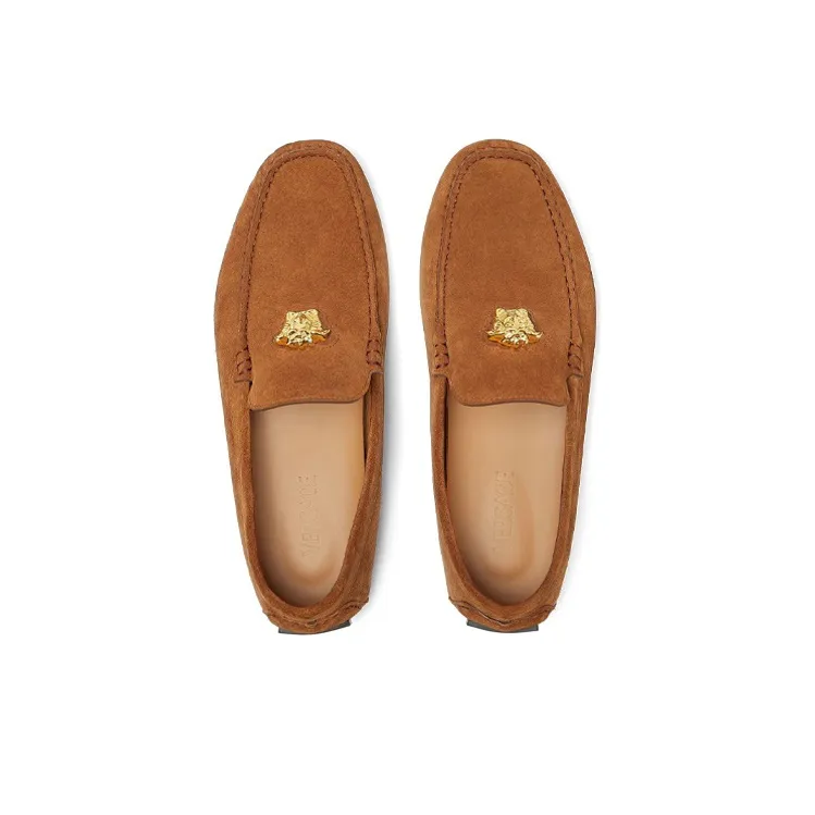 VERSACE La Medusa Suede Loafers-4