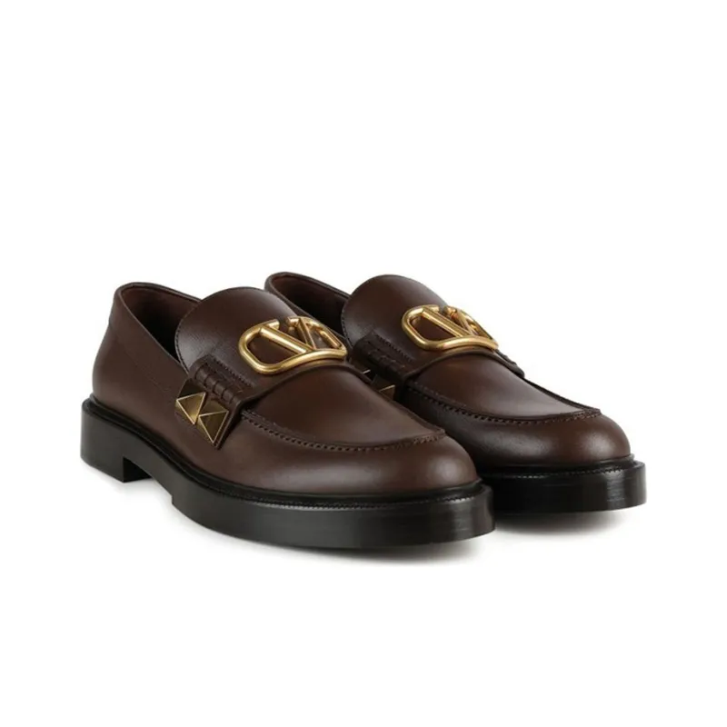 Valentino Rockstud Men's Casual Shoes Brown-2