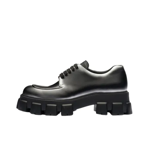 PRADA Moonlith Brushed Leather Lace-up Shoes