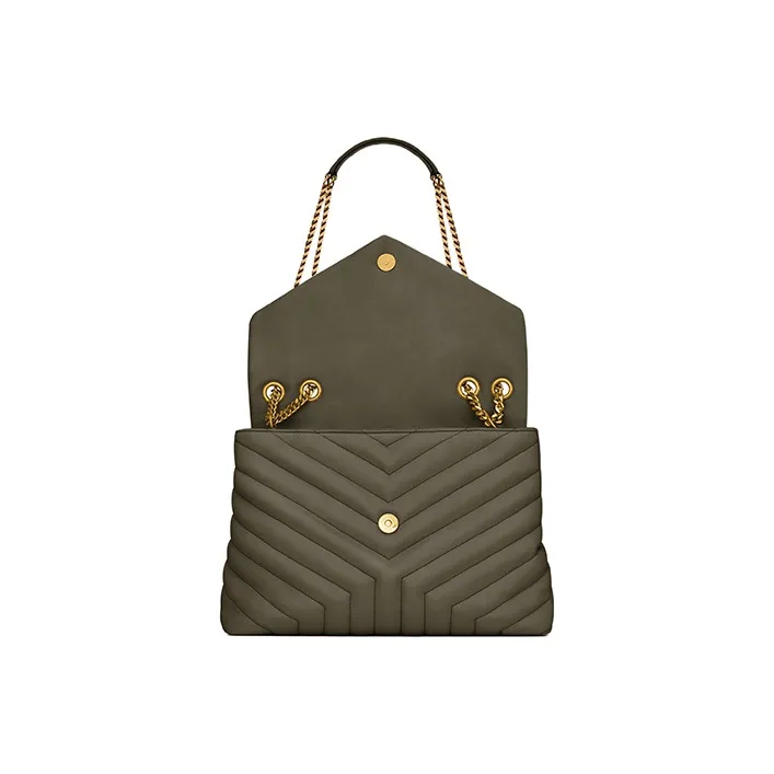 SAINT LAURENT LOULOU Cow Leather Portable Crossbody Bag Shoulder Bag Women's Green-4