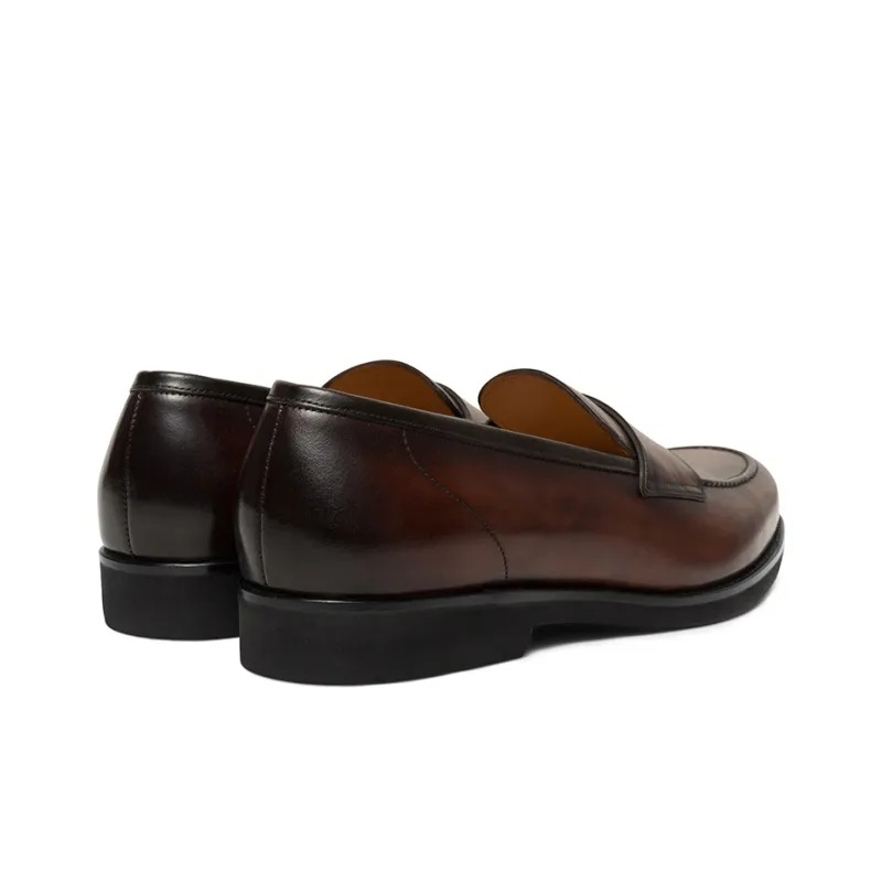 THOM WILLS British Style Business Versatile Slip on Casual Shoes Men's Dark Coffee Polished-3