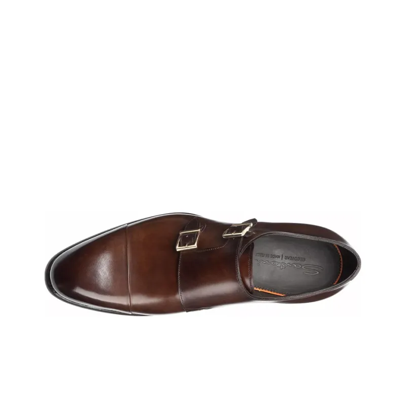 Santoni Buckle Detailed Slip On Monk Shoes-3