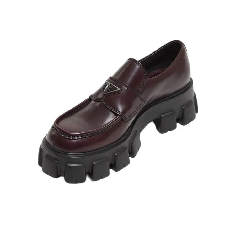 PRADA Monolith Casual Shoes Men's Red Brown-1