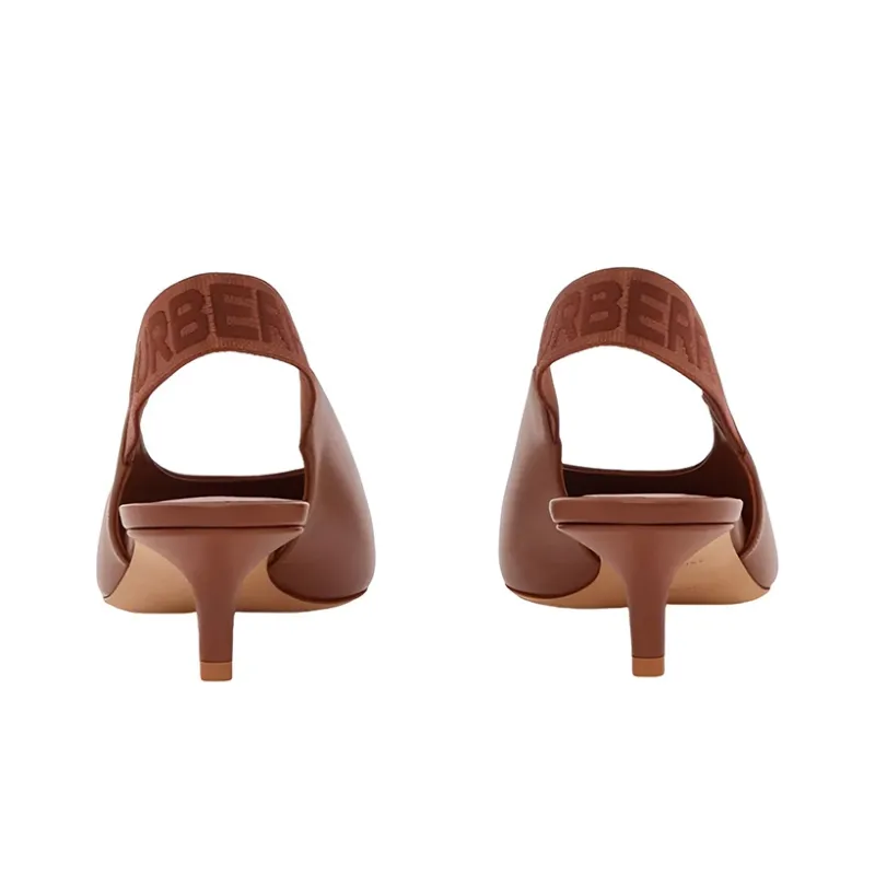 Burberry Chisel Slim Heel Mary Jane Shoes Women's Tan-3