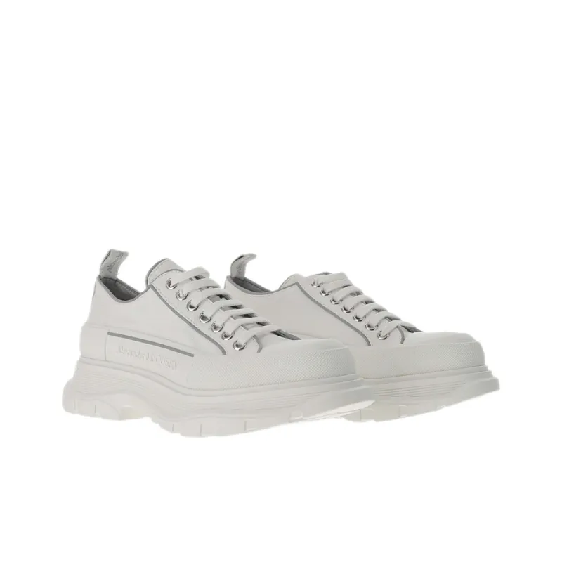 Alexander McQueen Tread Slick Lace Up Shoes 'White Grey'-2