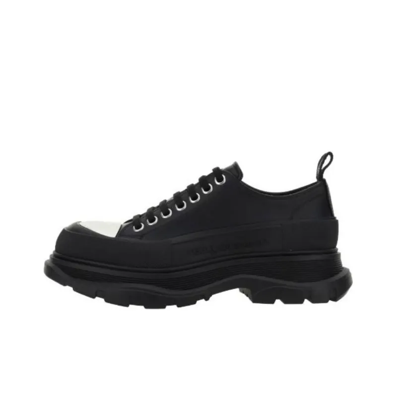 Alexander McQueen Tread Slick Lace Up Shoes 'Black White Toe'-0