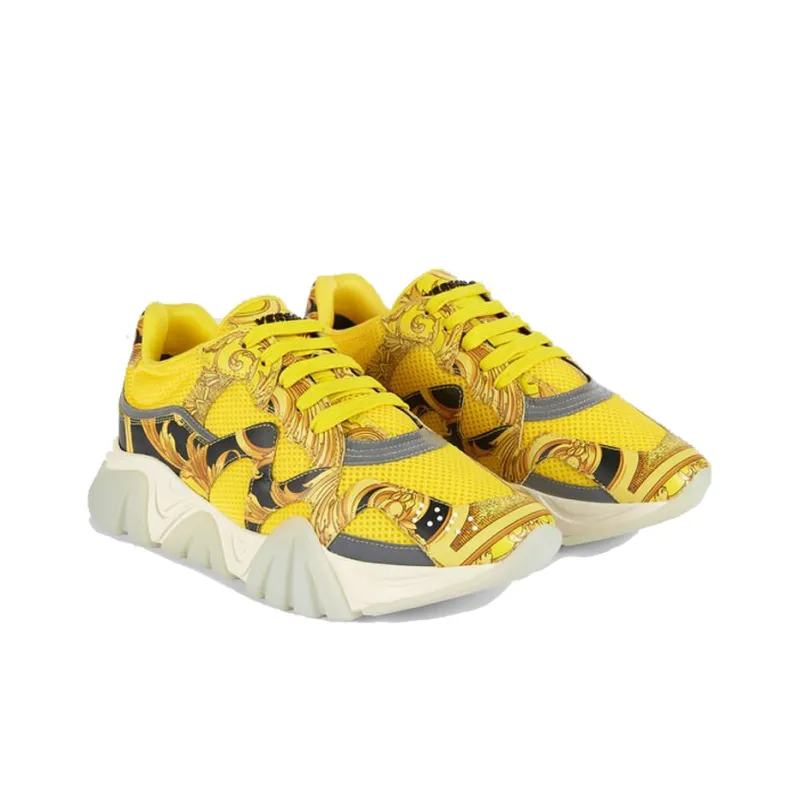 VERSACE Squalo Barocco Print Yellow Women's-1