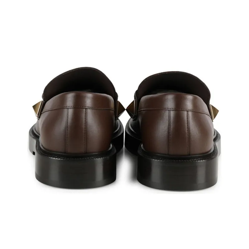 Valentino Rockstud Men's Casual Shoes Brown-3
