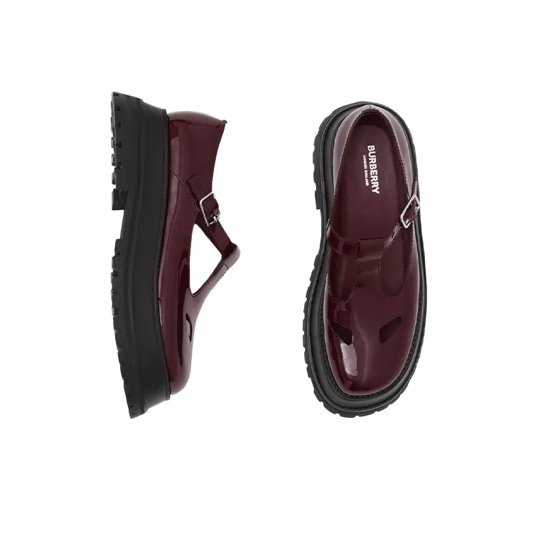 Burberry Platform Shoes Women's Dark Red-2