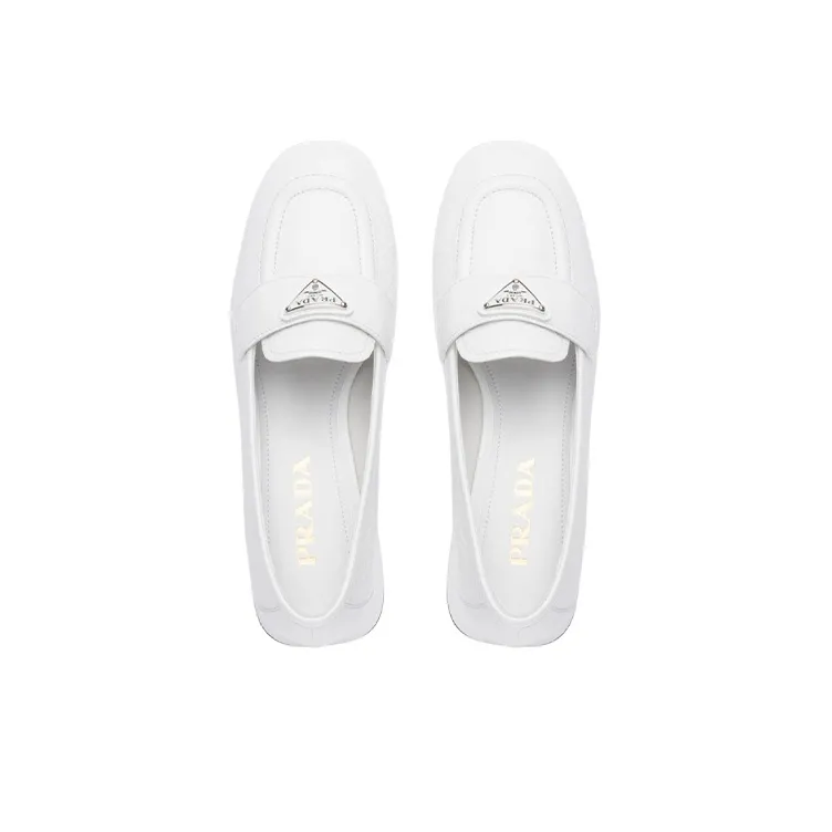 PRADA Block Heel Mary Jane Shoes Women's White-3