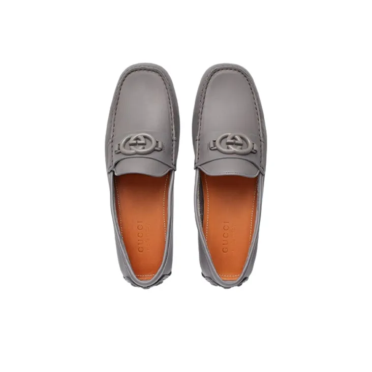GUCCI Gommino Loafers Men Gray-3