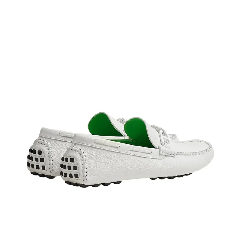 HERMES Alessandro Gommino Loafers Men's White-4