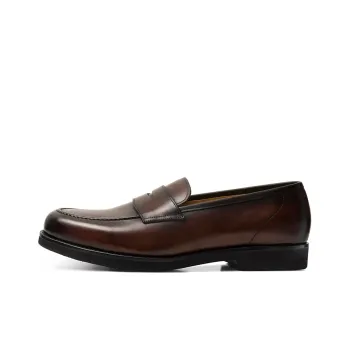 THOM WILLS British Style Business Versatile Slip on Casual Shoes Men's Dark Coffee Polished