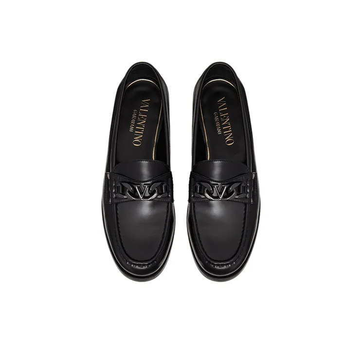 Valentino VLogo Plaque Slip On Loafers-3