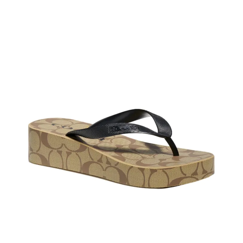 COACH Lynn EVA Abrasion Resistant Flip Flops Women's Khaki Black-1